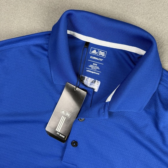 adidas Other - Adidas Golf Polo‎ Shirt Mens Medium Deepsea Blue Relaxed Company Logo